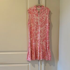 Elegant Pink Floral Sleeveless Dress